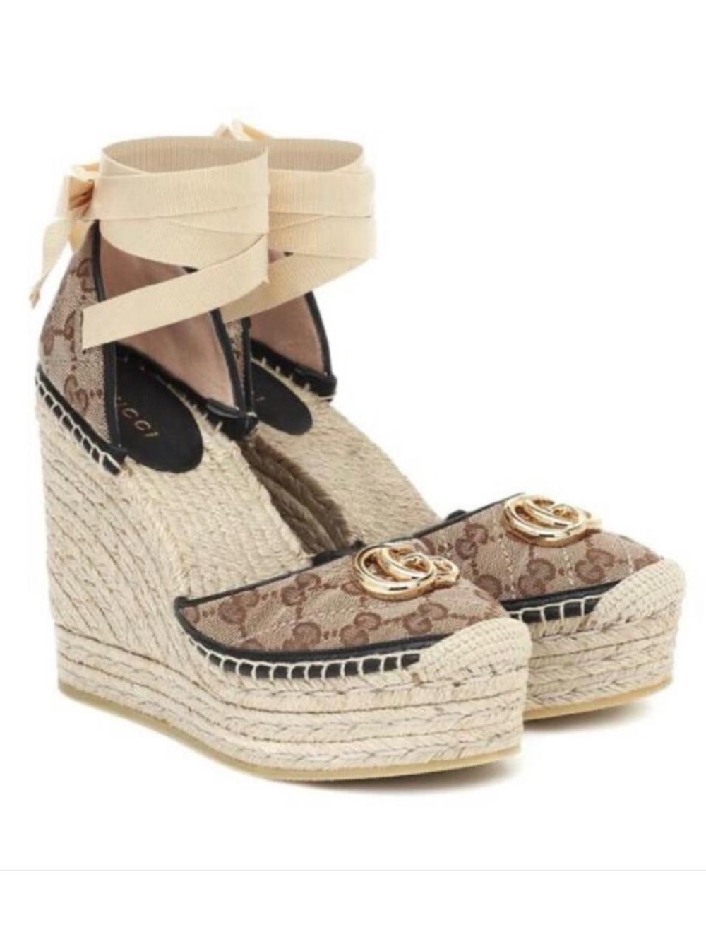 GUCCI Pilar Marmont GG logo supreme espadrilles wedges